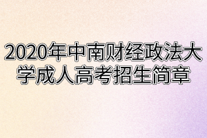 2020年中南财经政法大学成人高考招生简章