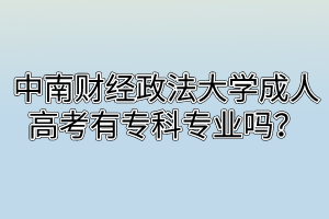 中南财经政法大学成人高考有专科专业吗？