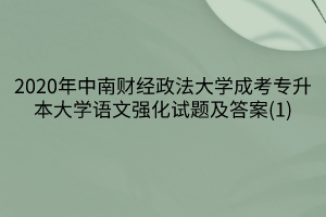 2020年中南财经政法大学成考专升本大学语文强化试题及答案(1)