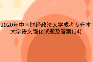 2020年中南财经政法大学成考专升本大学语文强化试题及答案(14)