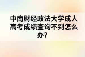 中南财经政法大学成人高考成绩查询不到怎么办?