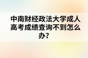 中南财经政法大学成人高考成绩查询不到怎么办？